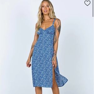 Floral Blue Midi Dress